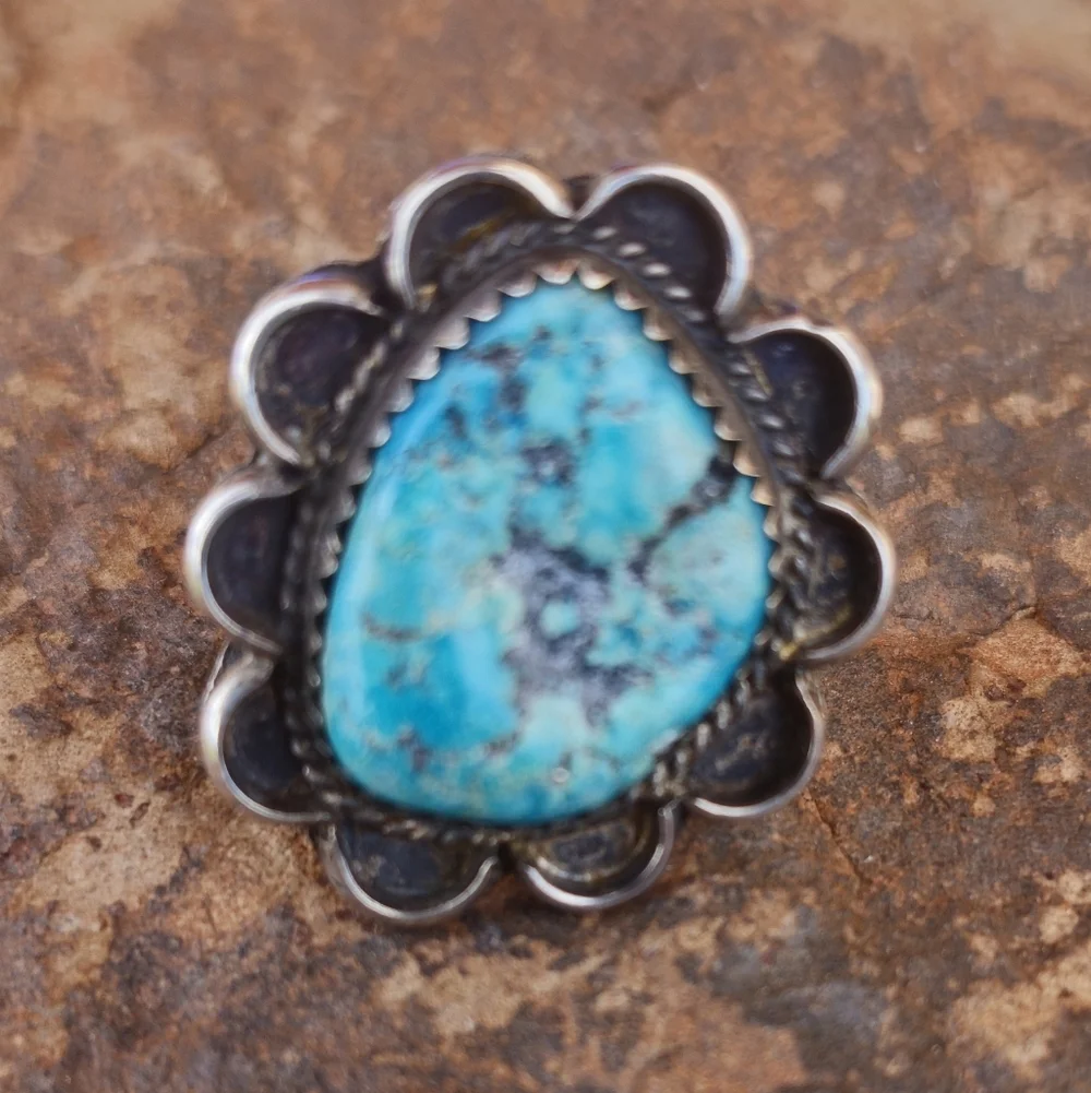 Sterling Silver Vintage TURQUOISE ring - Picture 3 of 17